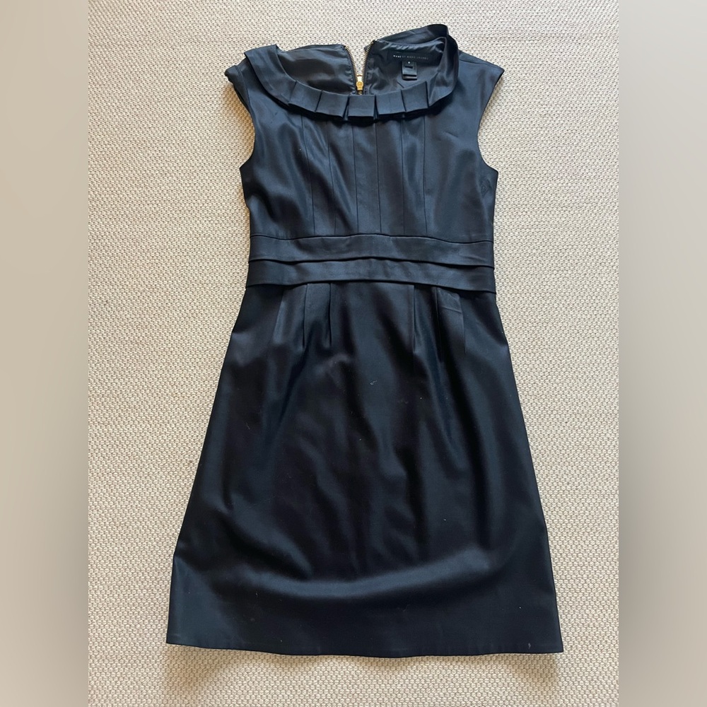 Marc by Marc Jacobs Black Sleeveless Pleated Neck Sheath Dress
